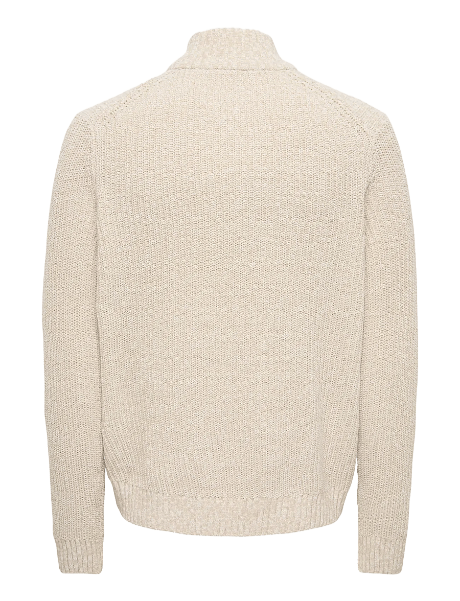 ONLY & SONS - ONSJOIN REG LS HIGH NECK KNIT CAMP - pullover mit halbem reißverschluss - silver lining - 1