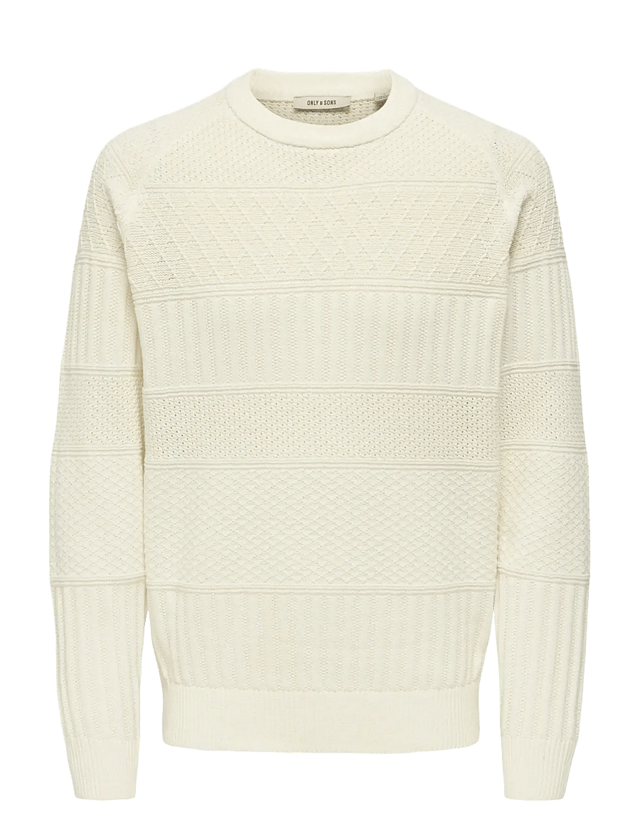 ONLY & SONS - ONSALKAN REG CREW KNIT - rundhalsad - cloud dancer - 1
