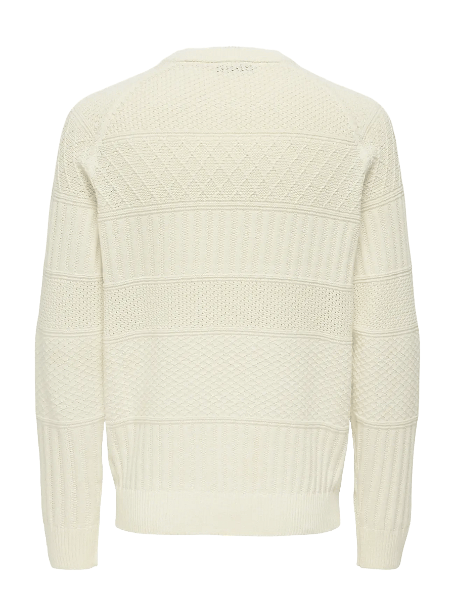 ONLY & SONS - ONSALKAN REG CREW KNIT - rundhalsad - cloud dancer - 2