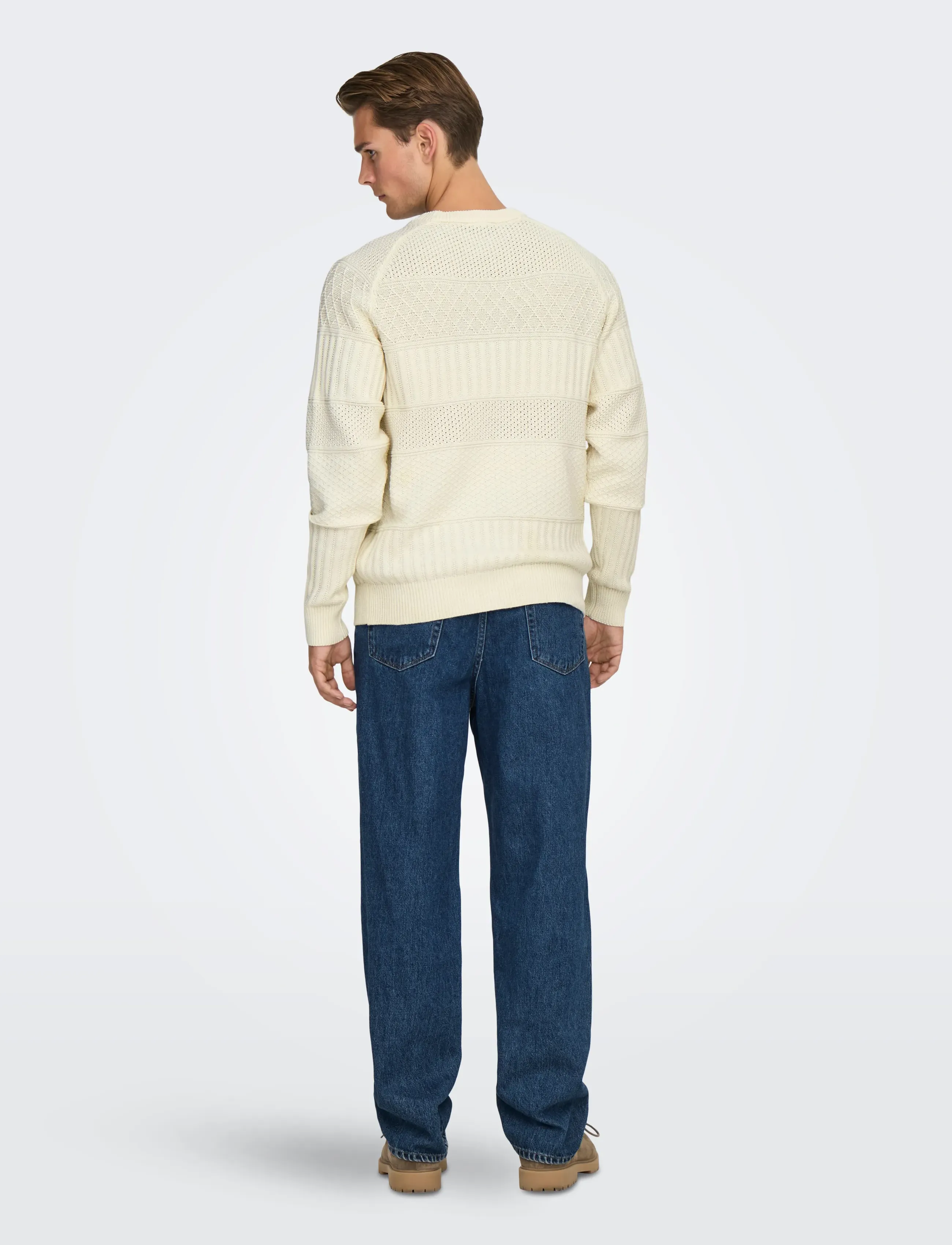 ONLY & SONS - ONSALKAN REG CREW KNIT - rundhalsad - cloud dancer - 3