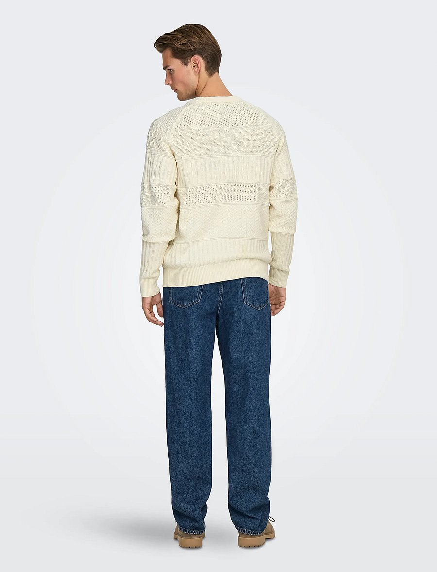 ONLY & SONS - ONSALKAN REG CREW KNIT - rundhalsad - cloud dancer - 3