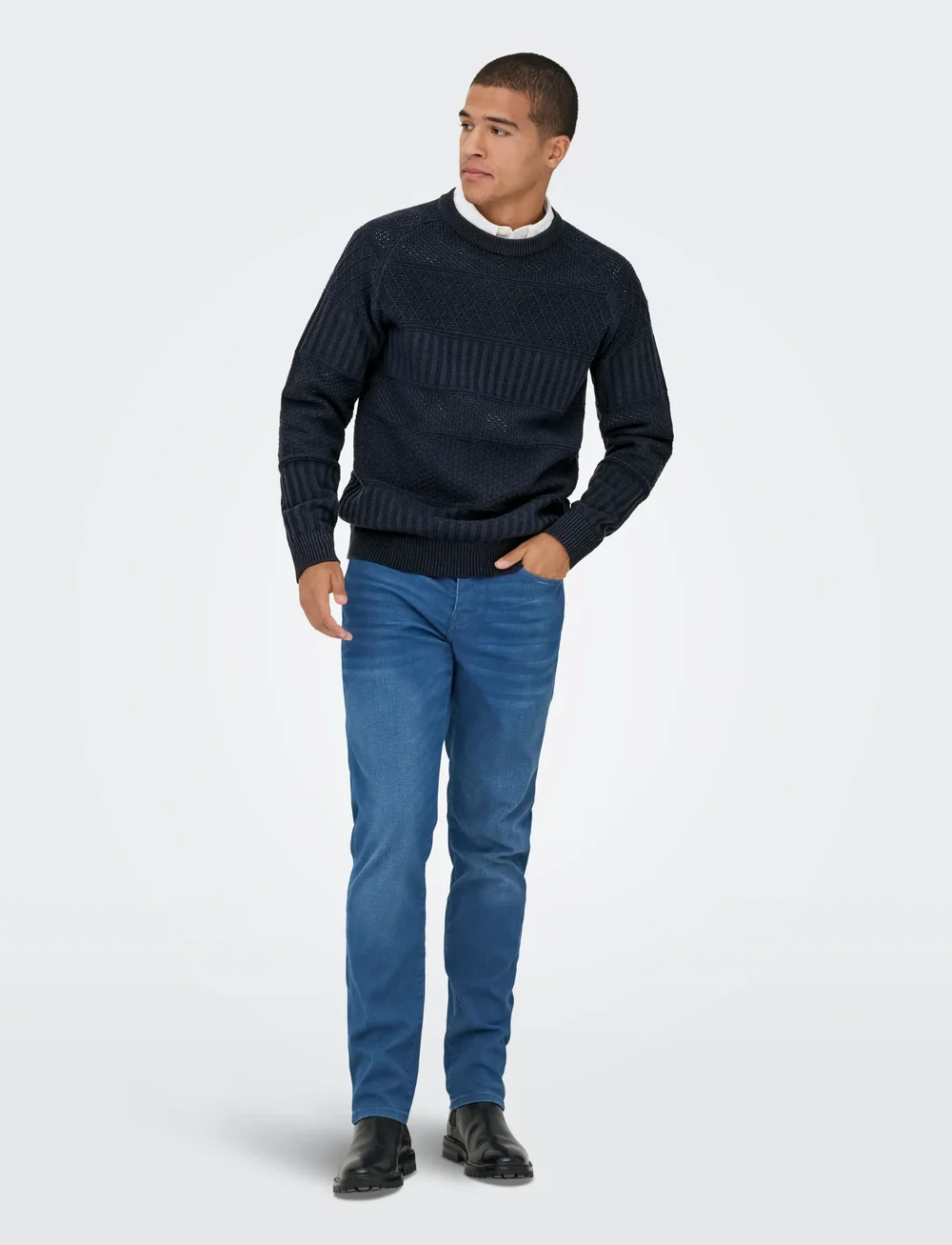 ONLY & SONS - ONSALKAN REG CREW KNIT - rundhalsad - dark navy - 0