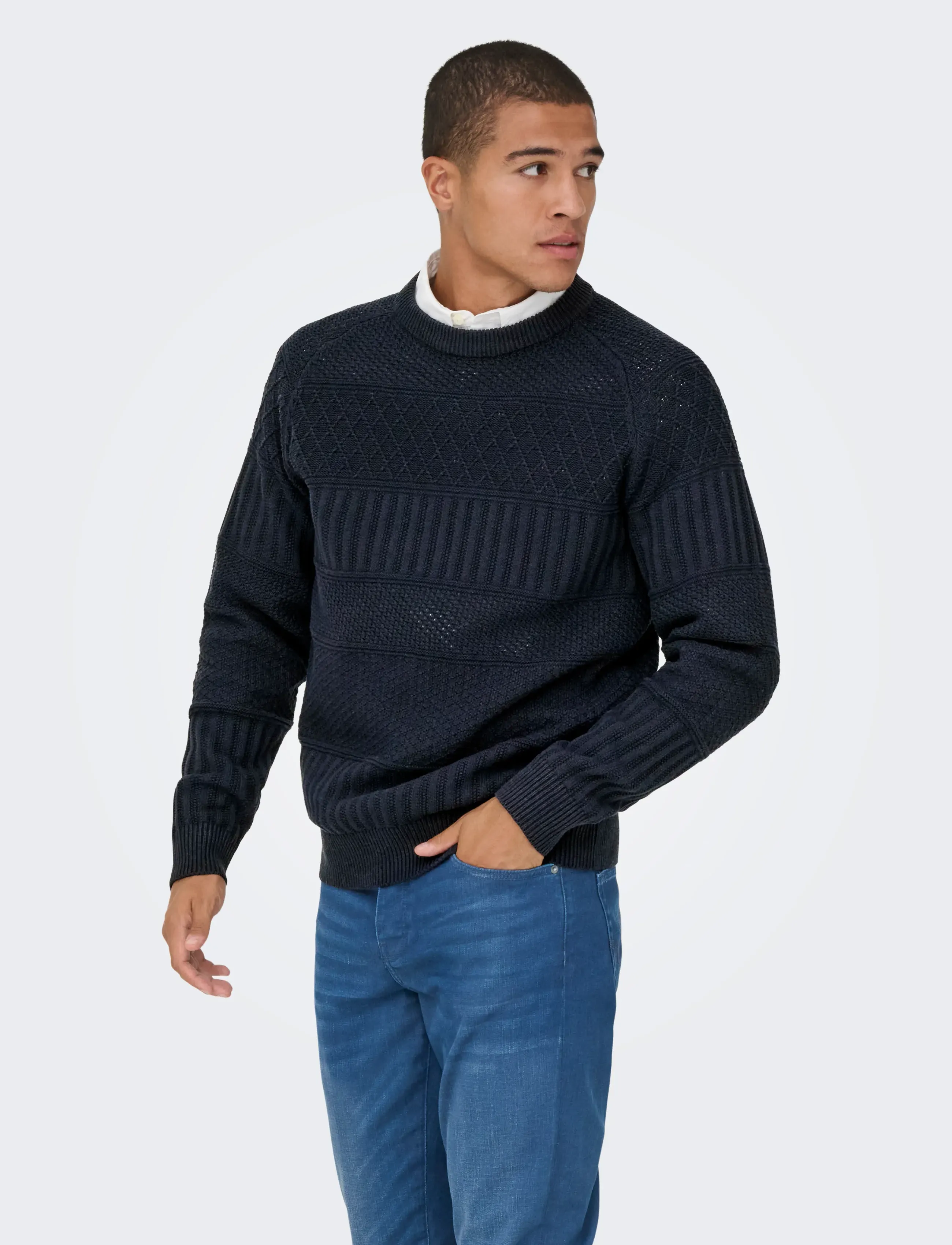 ONLY & SONS - ONSALKAN REG CREW KNIT - rundhals - dark navy - 5
