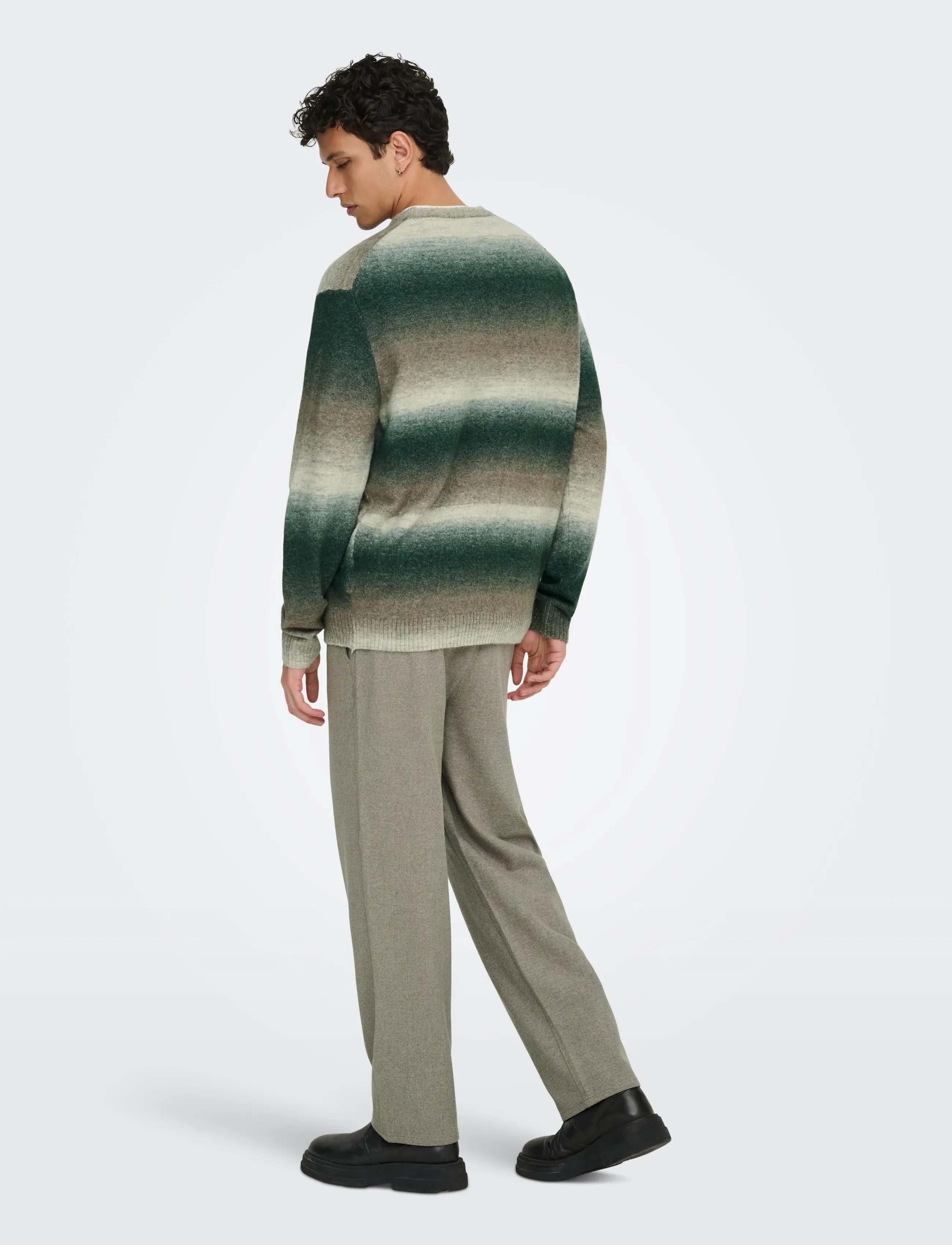 ONLY & SONS - ONSBERTIL REG LS CREW KNIT - round necks - darkest spruce - 3
