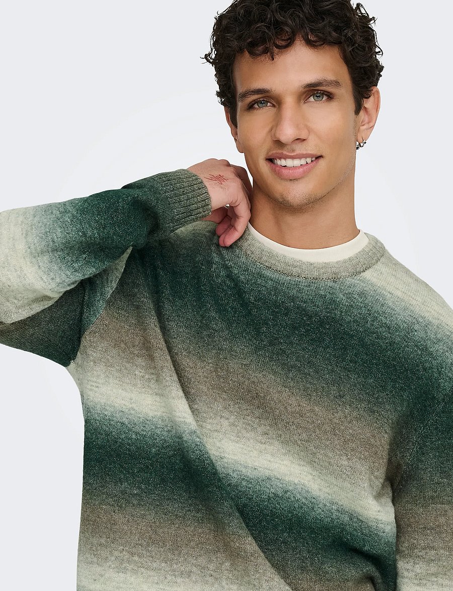 ONLY & SONS - ONSBERTIL REG LS CREW KNIT - rundhals - darkest spruce - 4