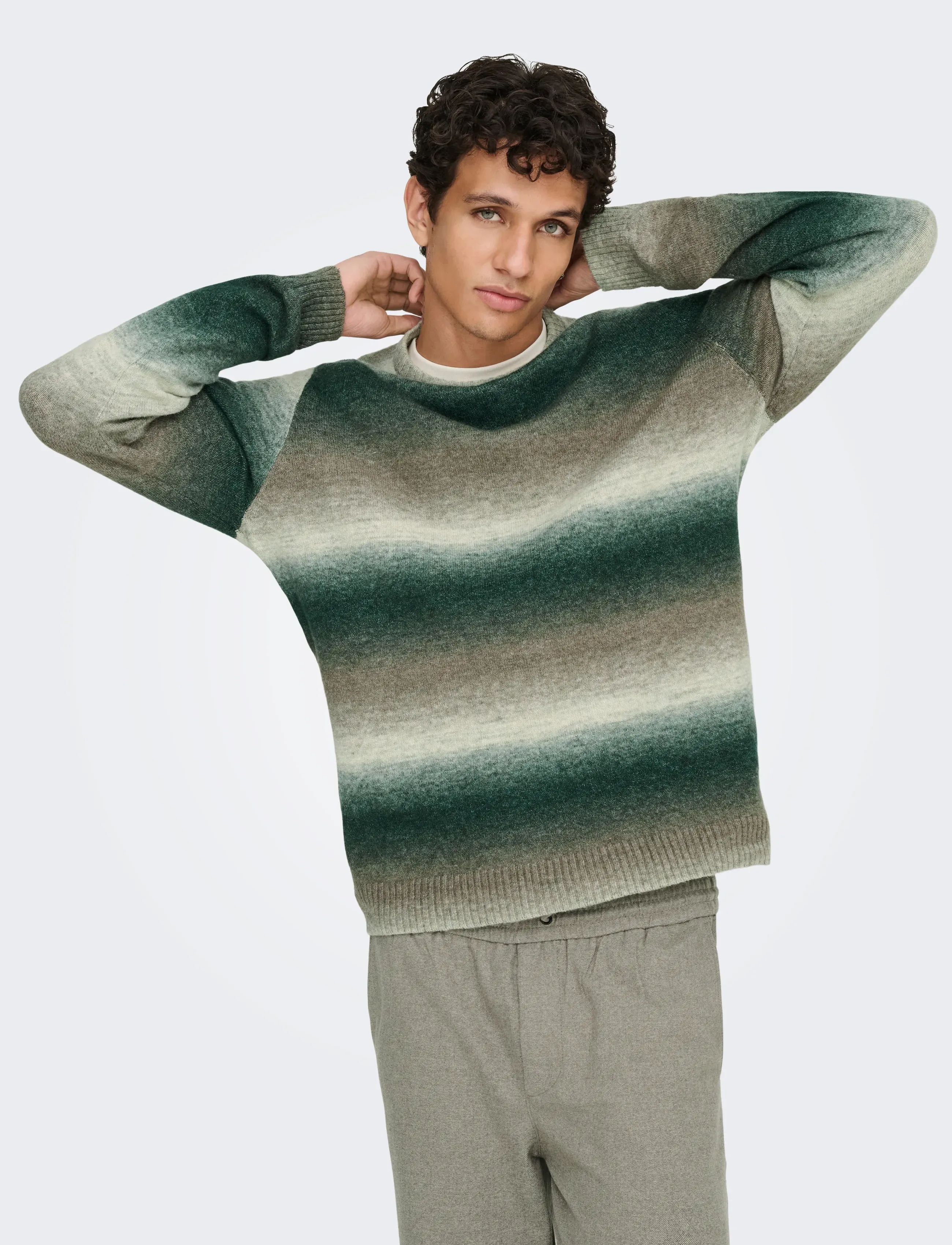 ONLY & SONS Onsbertil Reg Ls Crew Knit stickade tröjor herr – bild 6
