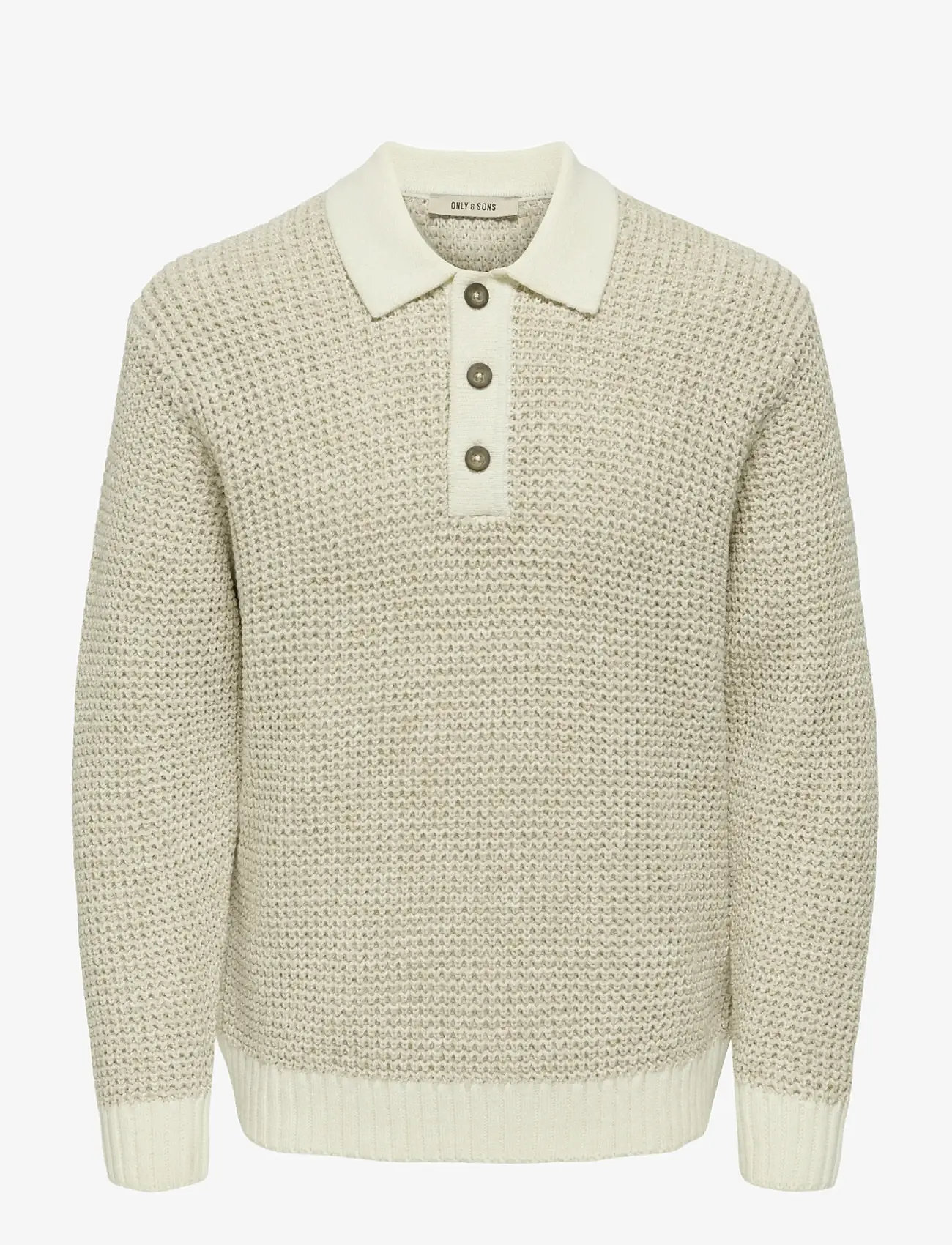 ONLY & SONS - ONSALF RLX STRUCTURE POLO KNIT - efterårstøj - cloud dancer - 0