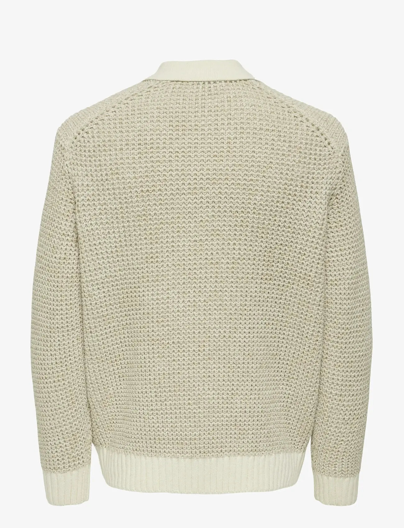 ONLY & SONS - ONSALF RLX STRUCTURE POLO KNIT - efterårstøj - cloud dancer - 1