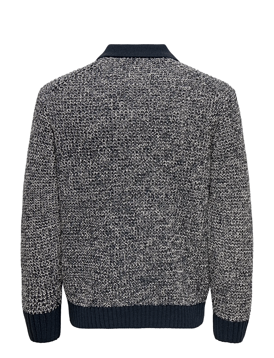 ONLY & SONS - ONSALF RLX STRUCTURE POLO KNIT - langärmelige strick-polohemden - dark sapphire - 1