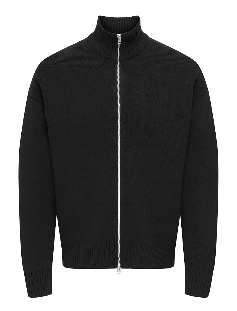 ONLY & SONS - ONSBLAKE DS HIGH NECK CARDIGAN KNIT NOOS - swetry rozpinane na zamek - black - 1