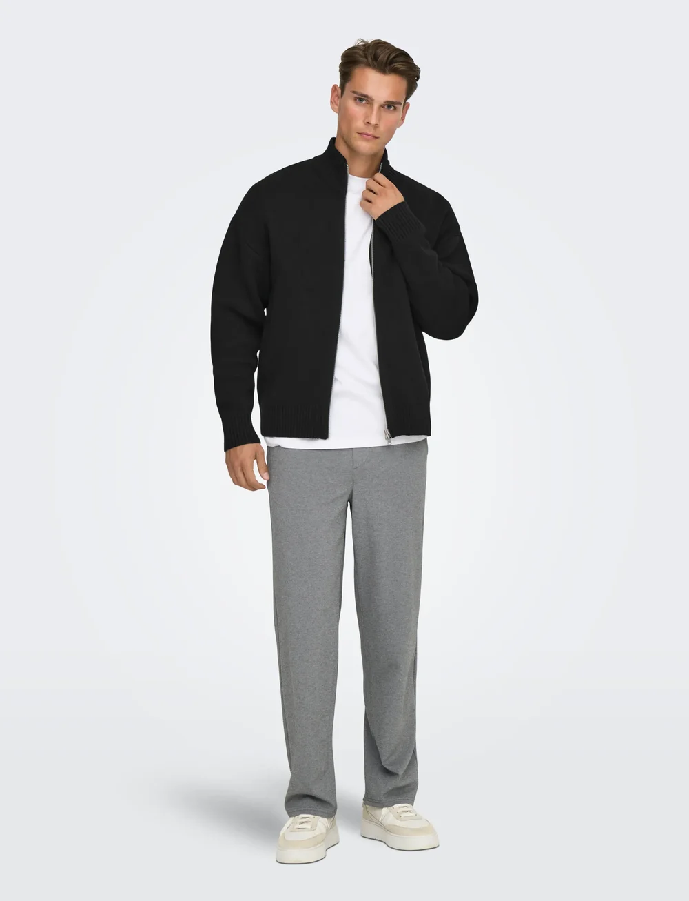 ONLY & SONS - ONSBLAKE DS HIGH NECK CARDIGAN KNIT - pullover mit durchgehendem reißverschluss - black - 0