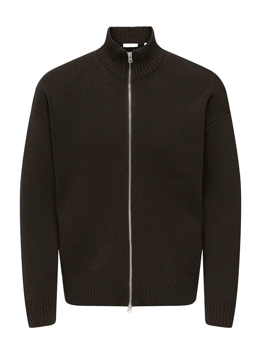 ONLY & SONS - ONSBLAKE DS HIGH NECK CARDIGAN KNIT NOOS - full zip strik - coffee bean - 1
