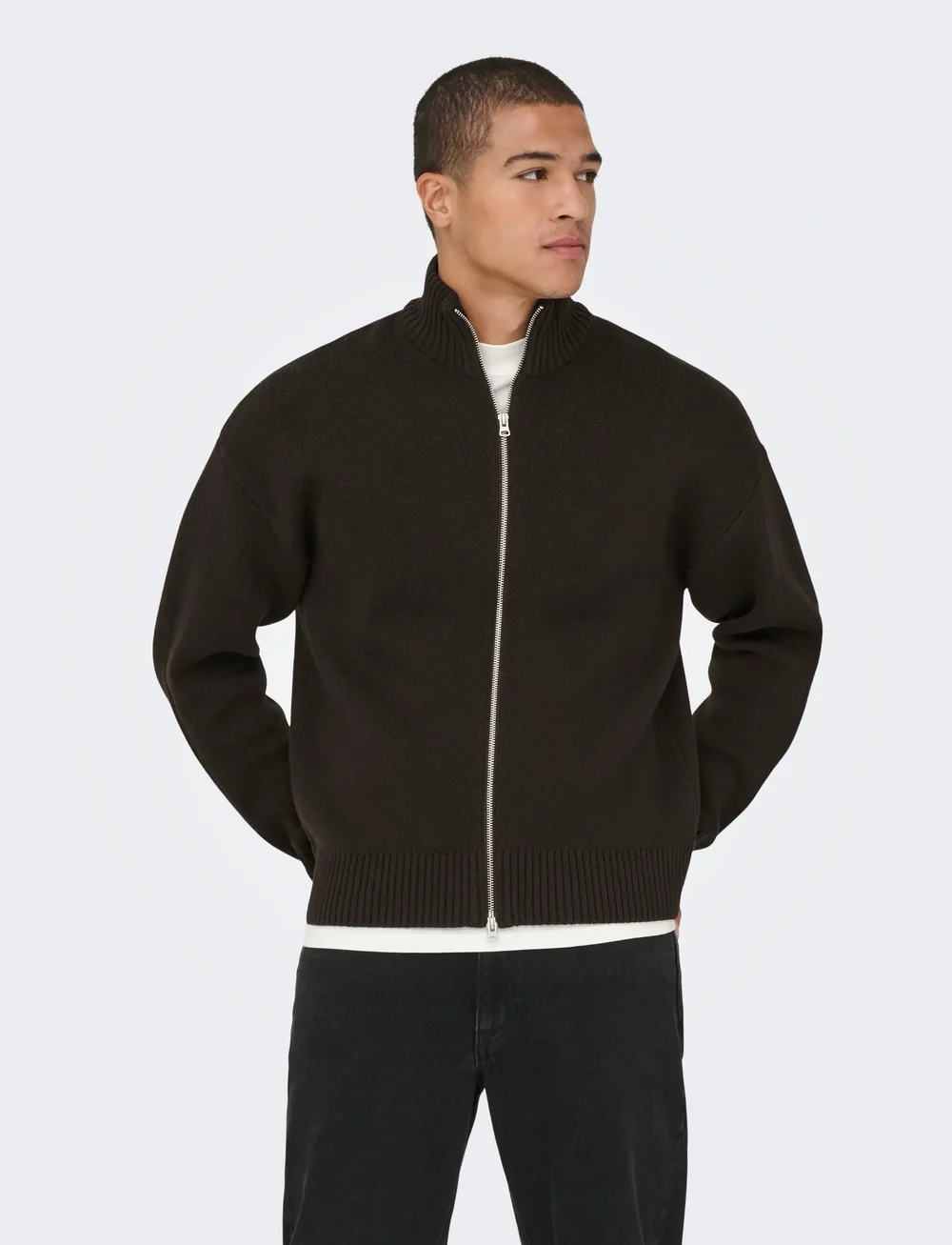 ONLY & SONS - ONSBLAKE DS HIGH NECK CARDIGAN KNIT - pullover mit durchgehendem reißverschluss - coffee bean - 0