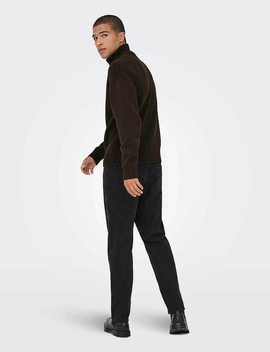 ONLY & SONS - ONSBLAKE DS HIGH NECK CARDIGAN KNIT NOOS - full zip strik - coffee bean - 3