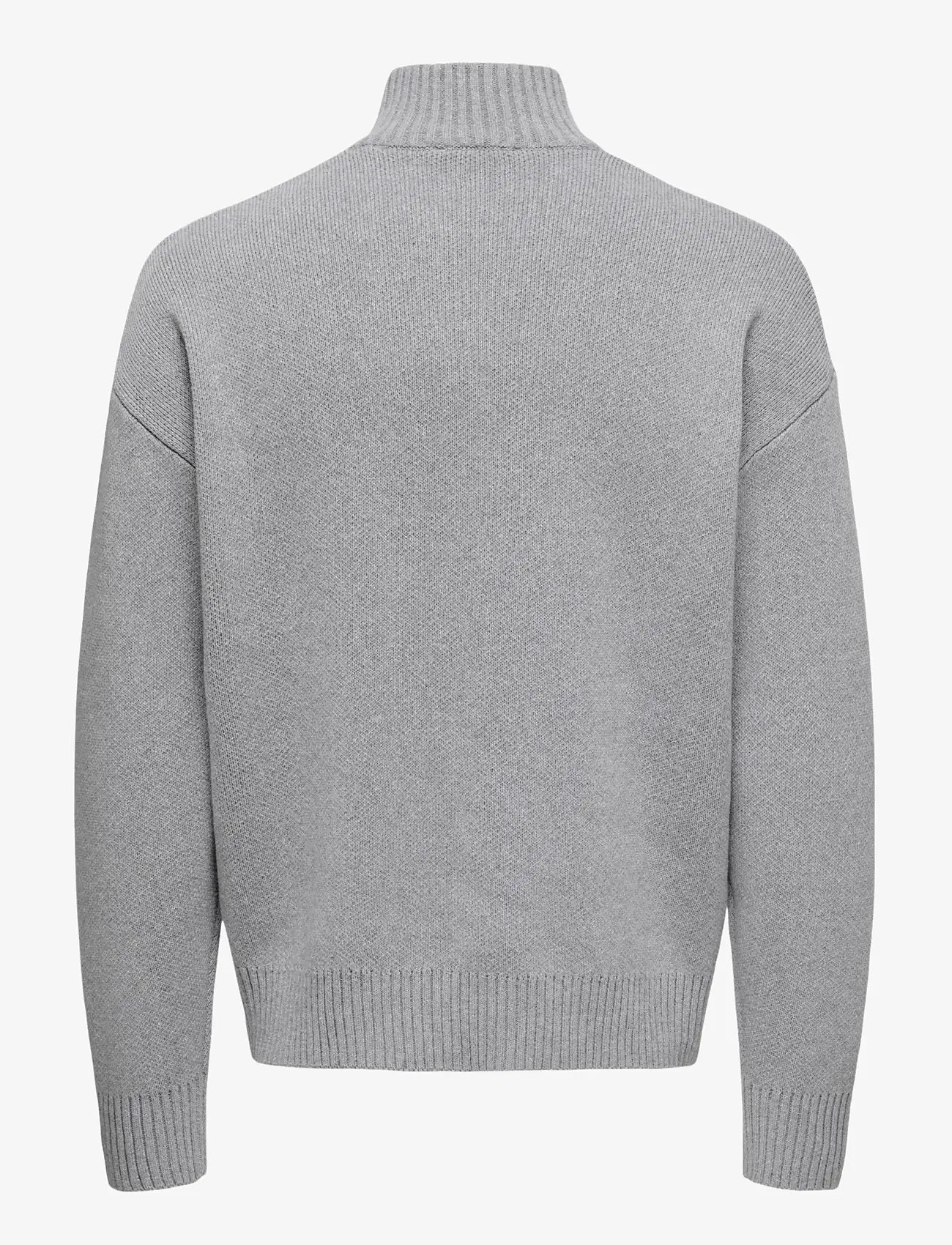 ONLY & SONS - ONSBLAKE DS HIGH NECK CARDIGAN KNIT NOOS - full zip tröjor - medium grey melange - 2