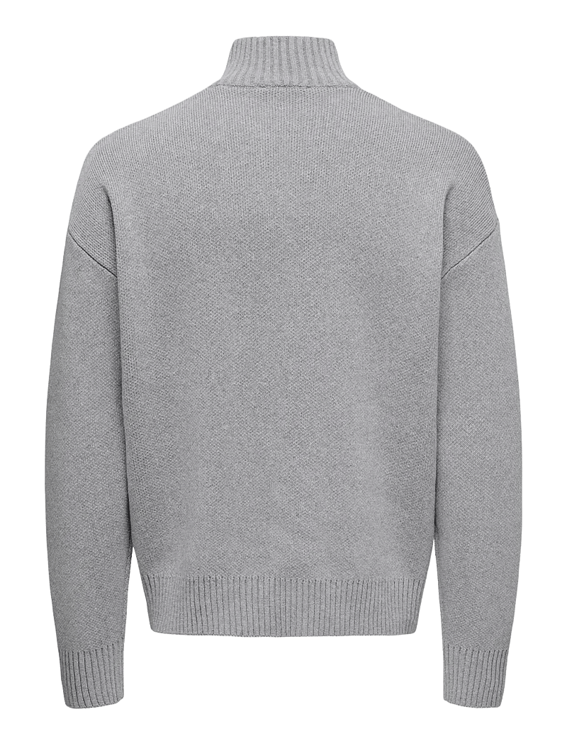 ONLY & SONS - ONSBLAKE DS HIGH NECK CARDIGAN KNIT NOOS - full zip tröjor - medium grey melange - 2