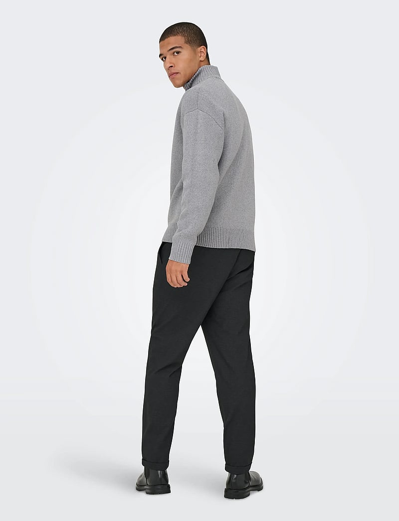 ONLY & SONS - ONSBLAKE DS HIGH NECK CARDIGAN KNIT NOOS - full zip tröjor - medium grey melange - 3