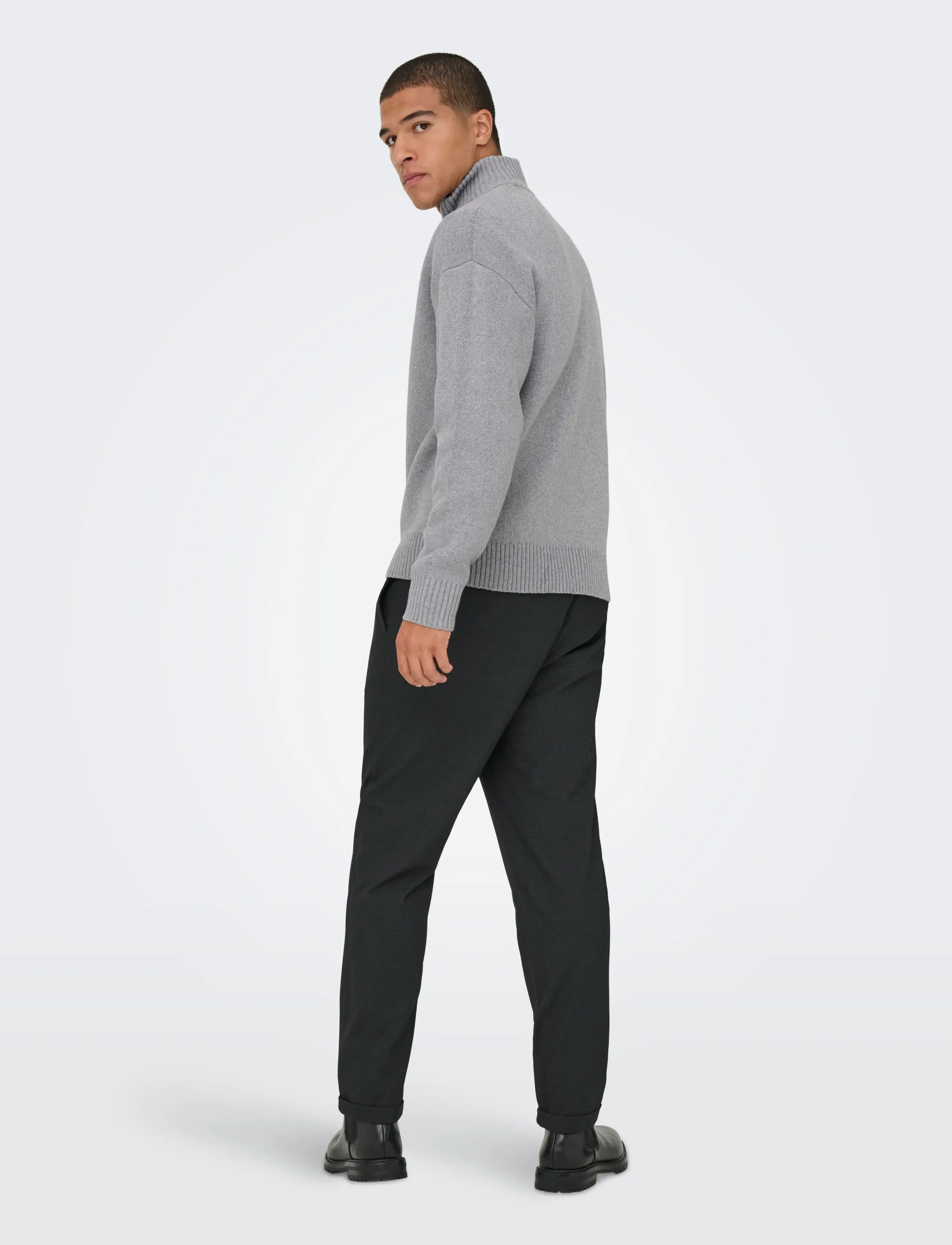 ONLY & SONS - ONSBLAKE DS HIGH NECK CARDIGAN KNIT NOOS - full zip strik - medium grey melange - 3