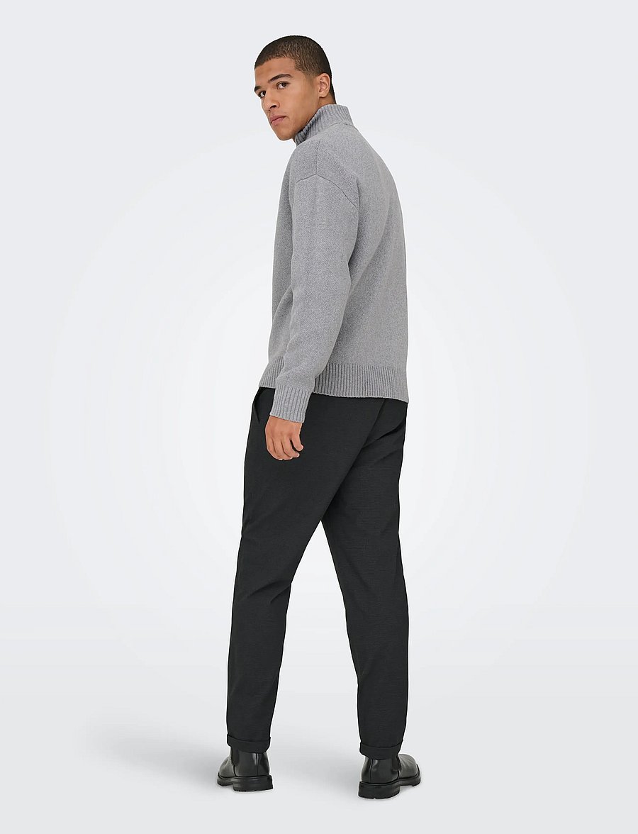 ONLY & SONS - ONSBLAKE DS HIGH NECK CARDIGAN KNIT NOOS - full zip strik - medium grey melange - 3
