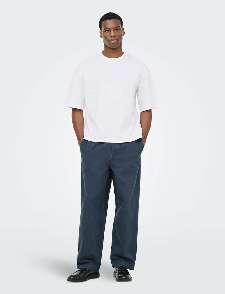 ONLY & SONS - ONSFRED RLX SS CROP TEE - lühikeste varrukatega t-särgid - bright white - 4