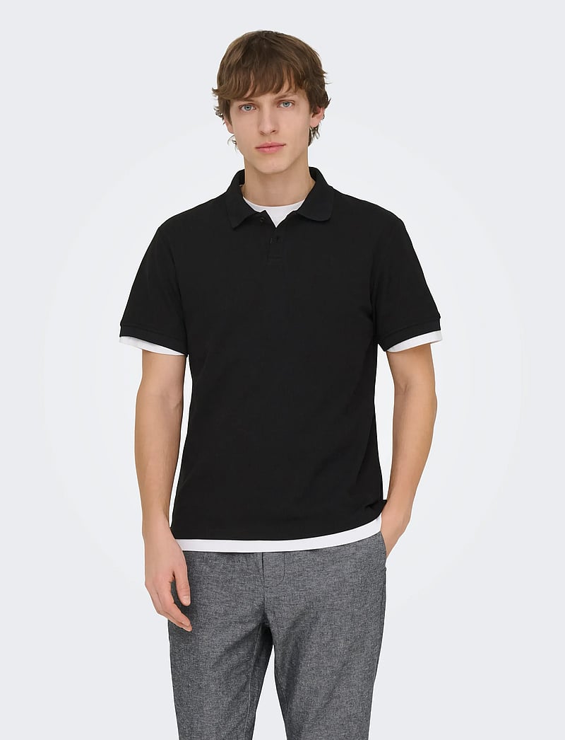 ONLY & SONS - ONSBEN REG SS POLO SHIRT NOOS - kortærmede poloer - black - 0