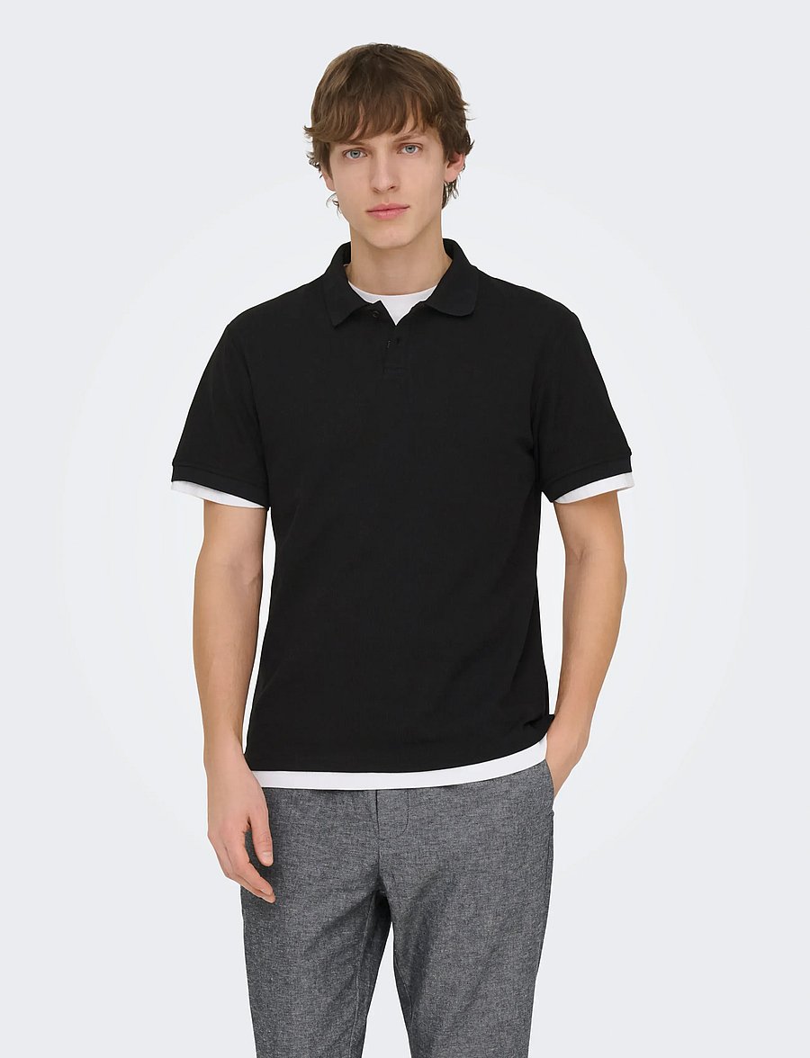 ONLY & SONS - ONSBEN REG SS POLO SHIRT NOOS - kortärmade pikéer - black - 0