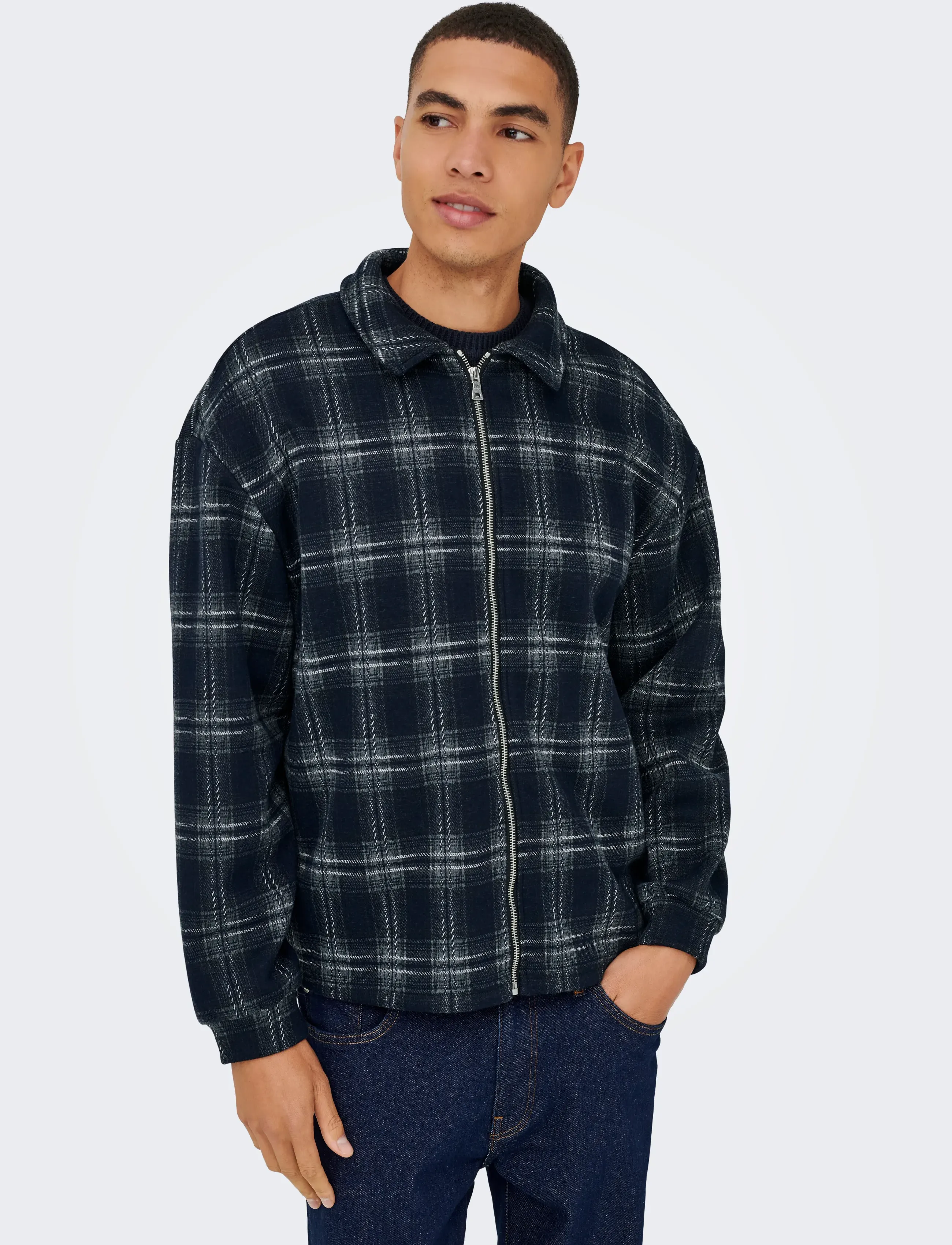 ONLY & SONS - ONSHENDON LOOSE LS ZIP OVERSHIRT SWEAT - kollektionen - blue nights - 4