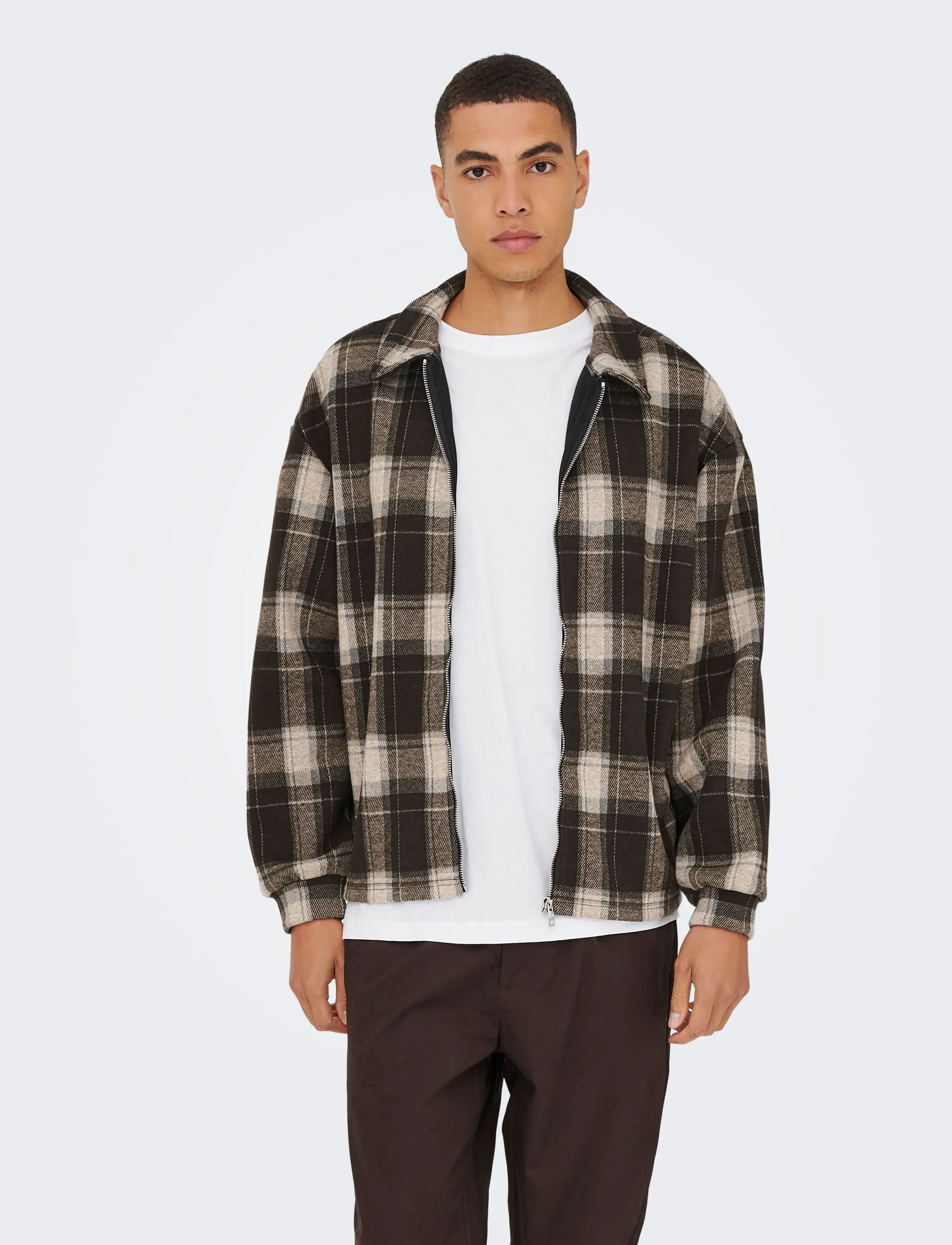 ONLY & SONS ONSHENDON LOOSE LS ZIP OVERSHIRT SWEAT - Kollektsioonid - COFFEE BEAN / brown