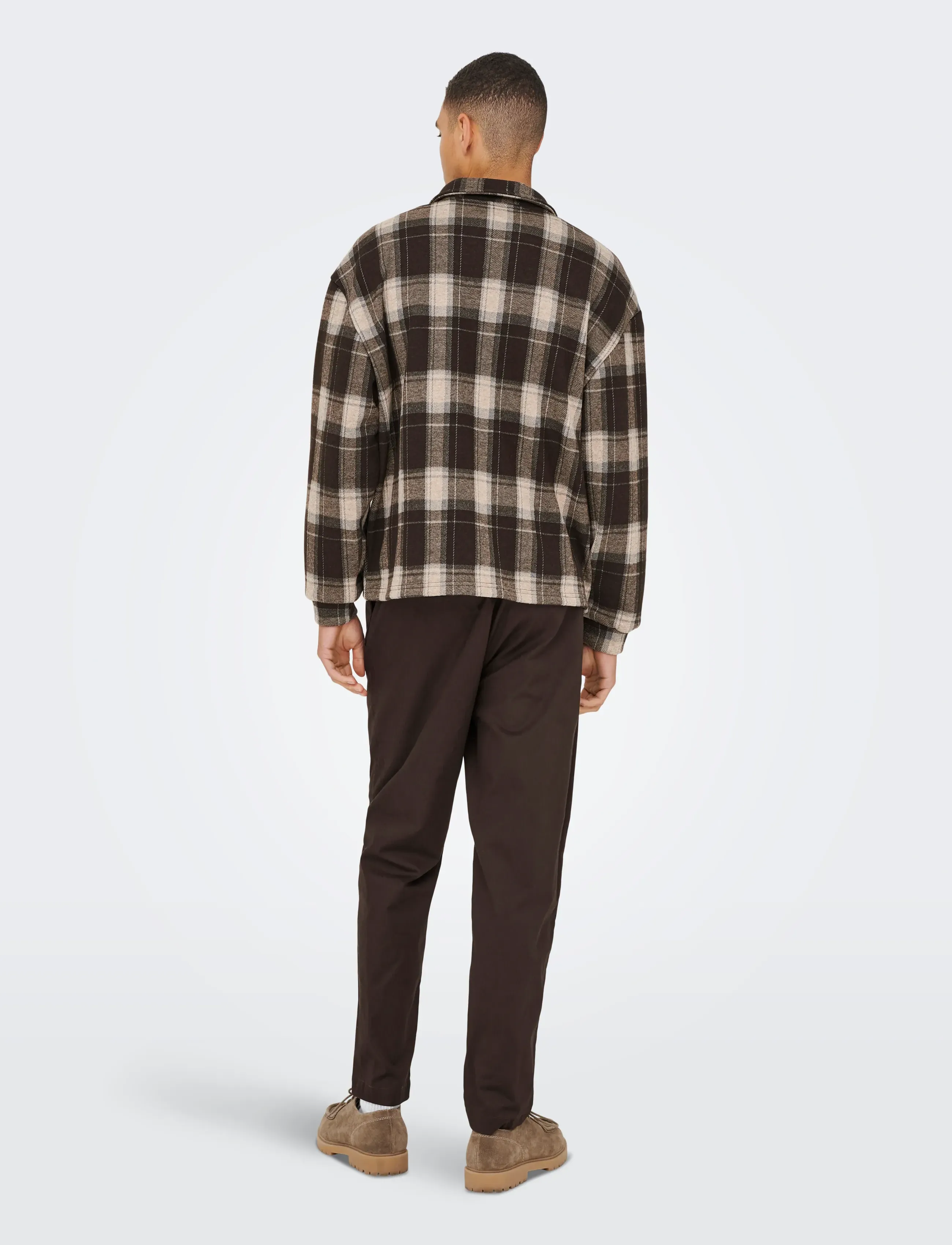 ONLY & SONS - ONSHENDON LOOSE LS ZIP OVERSHIRT SWEAT - mallistot - coffee bean - 3