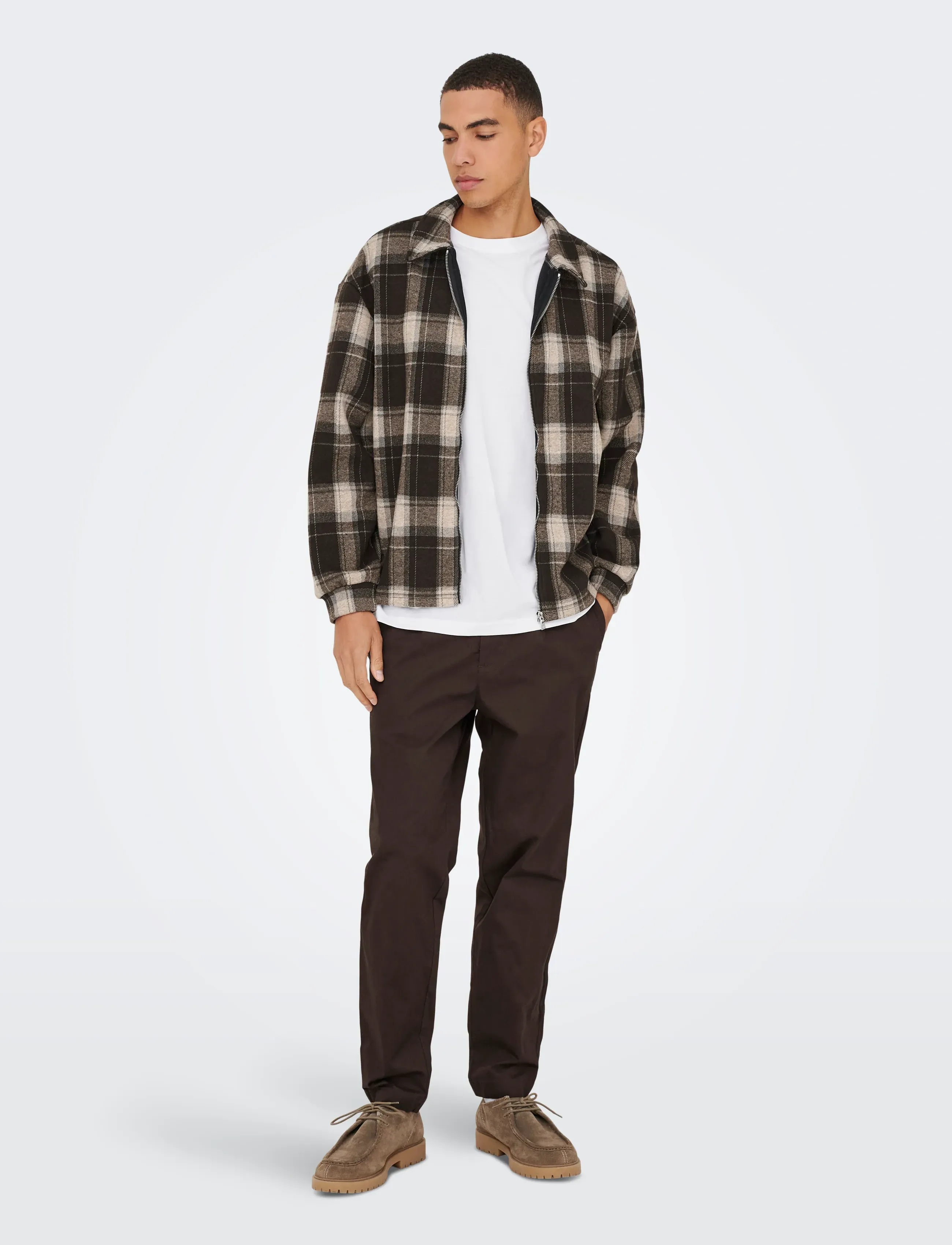 ONLY & SONS - ONSHENDON LOOSE LS ZIP OVERSHIRT SWEAT - kollektionen - coffee bean - 5