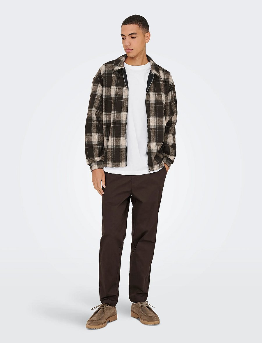 ONLY & SONS - ONSHENDON LOOSE LS ZIP OVERSHIRT SWEAT - kollektsioonid - coffee bean - 5