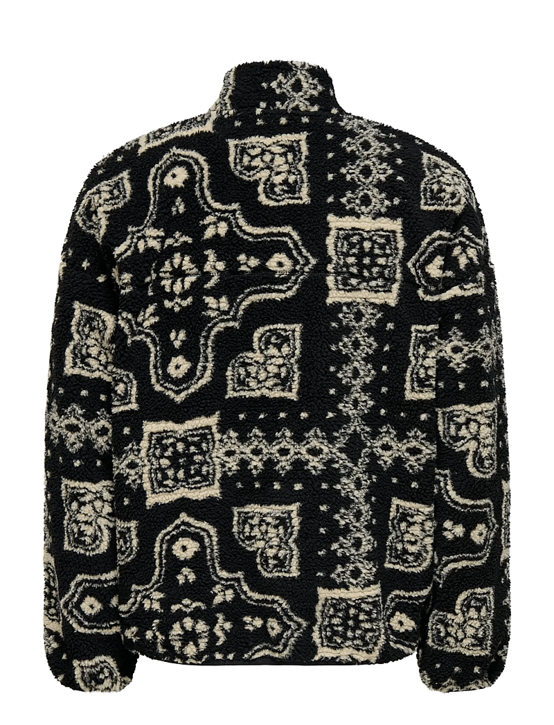 ONLY & SONS - ONSJAMES LIFE OVZ LS FLEECE AOP SWEAT - teddytröjor - jet black - 2