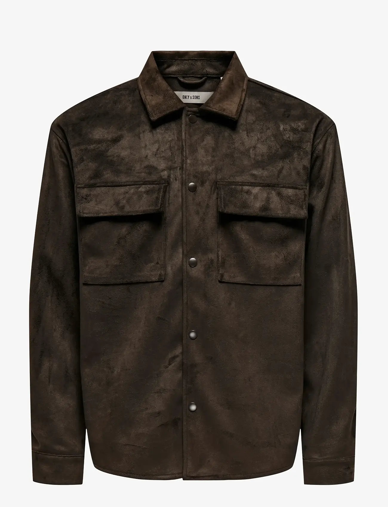ONLY & SONS - ONSRAVI FAKE SUEDE SHACKET OTW - kurtki jesienne - chocolate torte - 1