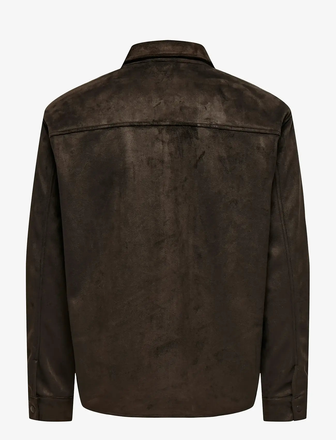 ONLY & SONS - ONSRAVI FAKE SUEDE SHACKET OTW - kurtki jesienne - chocolate torte - 2