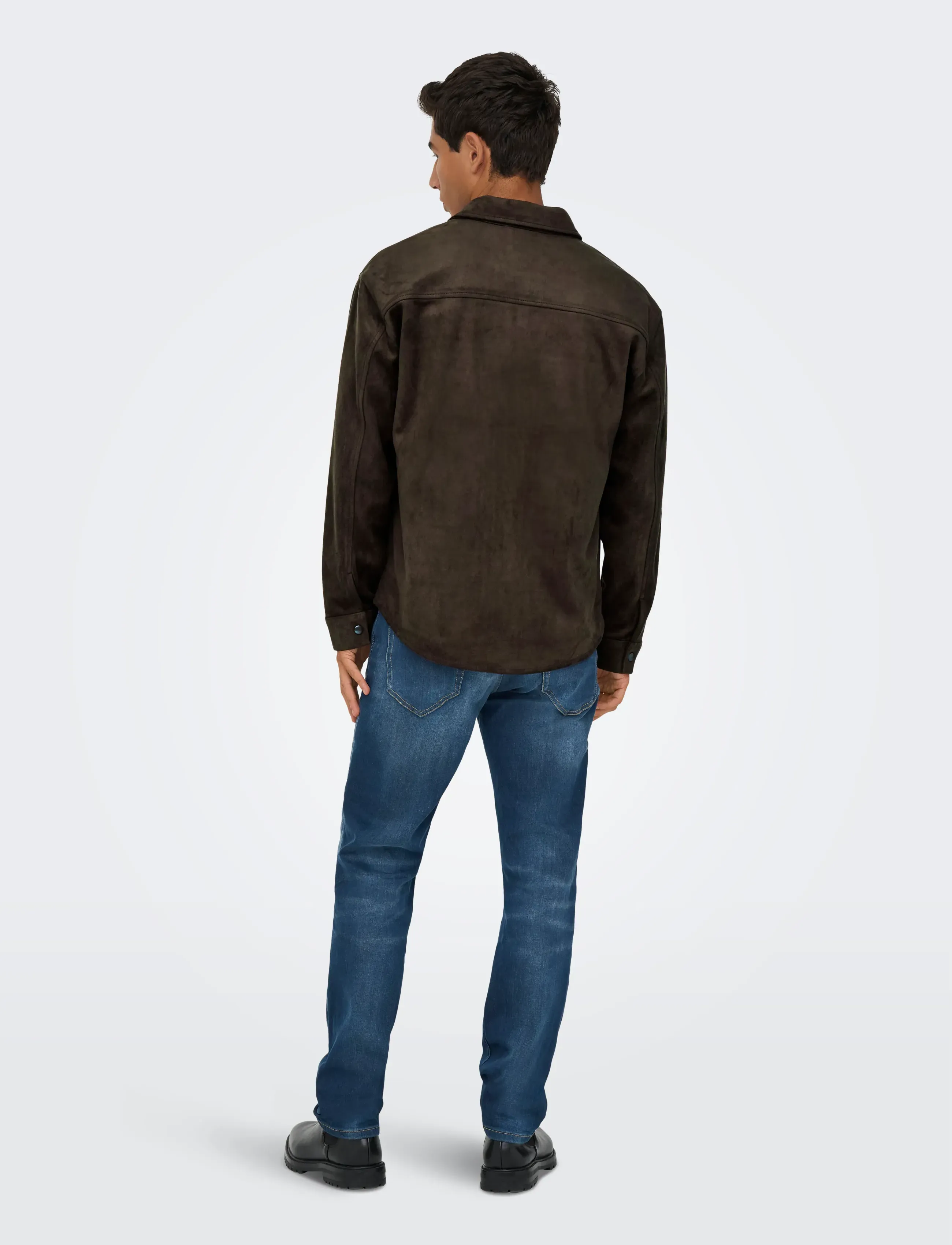 ONLY & SONS - ONSRAVI FAKE SUEDE SHACKET OTW - chocolate torte - 3