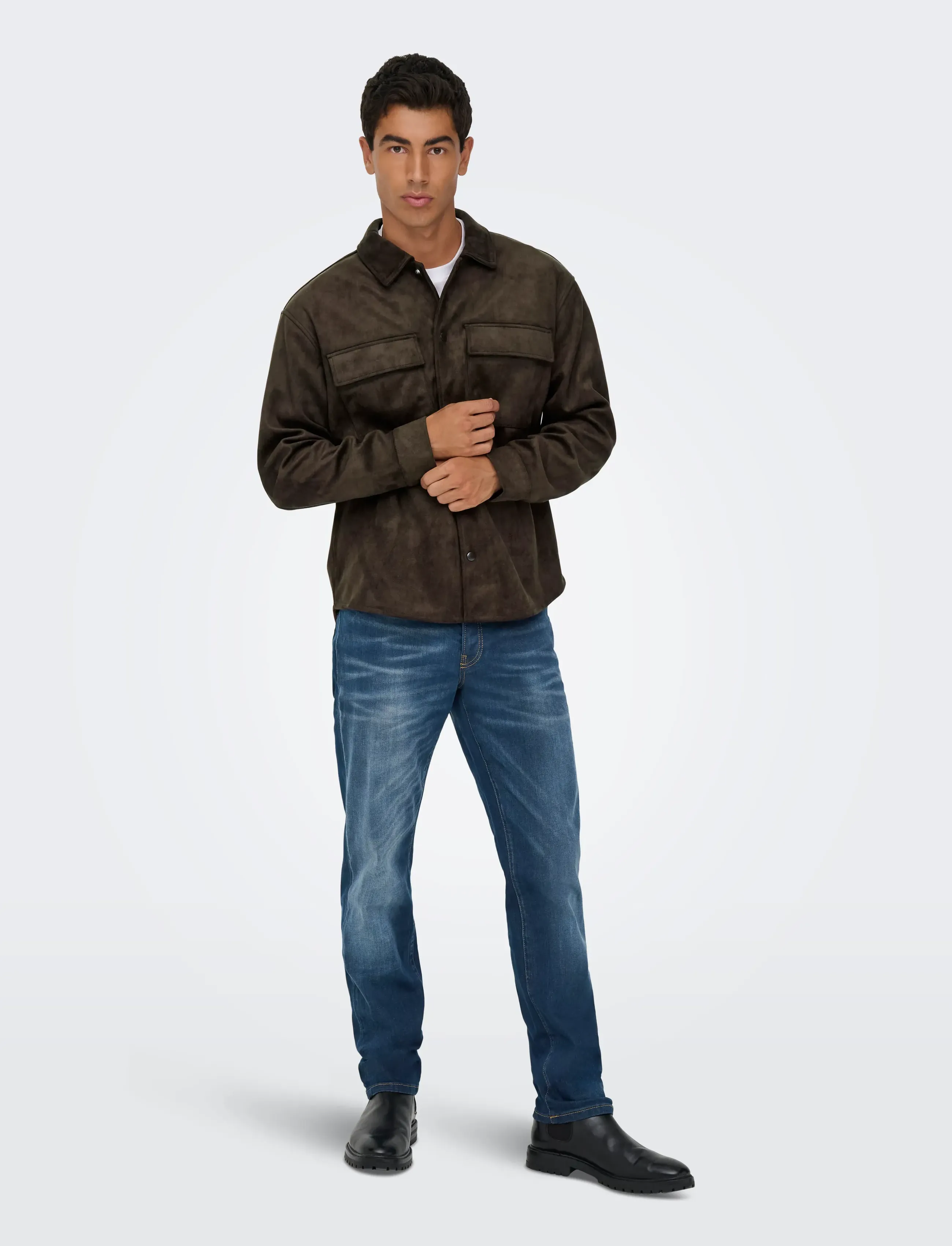 ONLY & SONS - ONSRAVI FAKE SUEDE SHACKET OTW - chocolate torte - 4