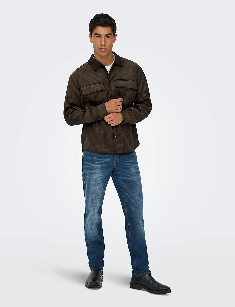 ONLY & SONS - ONSRAVI FAKE SUEDE SHACKET OTW - chocolate torte - 4