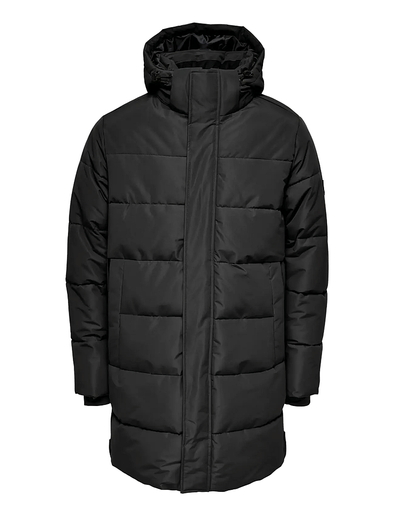 ONLY & SONS - OSJCARL LIFE LONG QUILTED COAT OTW - vinterjackor - black - 1