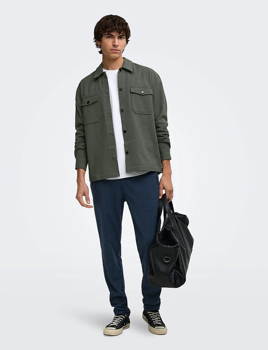 ONLY & SONS - ONSMARK BRUSHED 0353 OVERSHIRT NOOS - kollektioner - beluga - 4