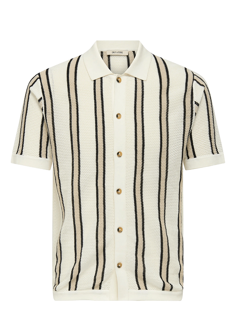 ONLY & SONS - ONSGABRIEL REG SS SHIRT KNIT CS - kurzarmhemden - cloud dancer - 0
