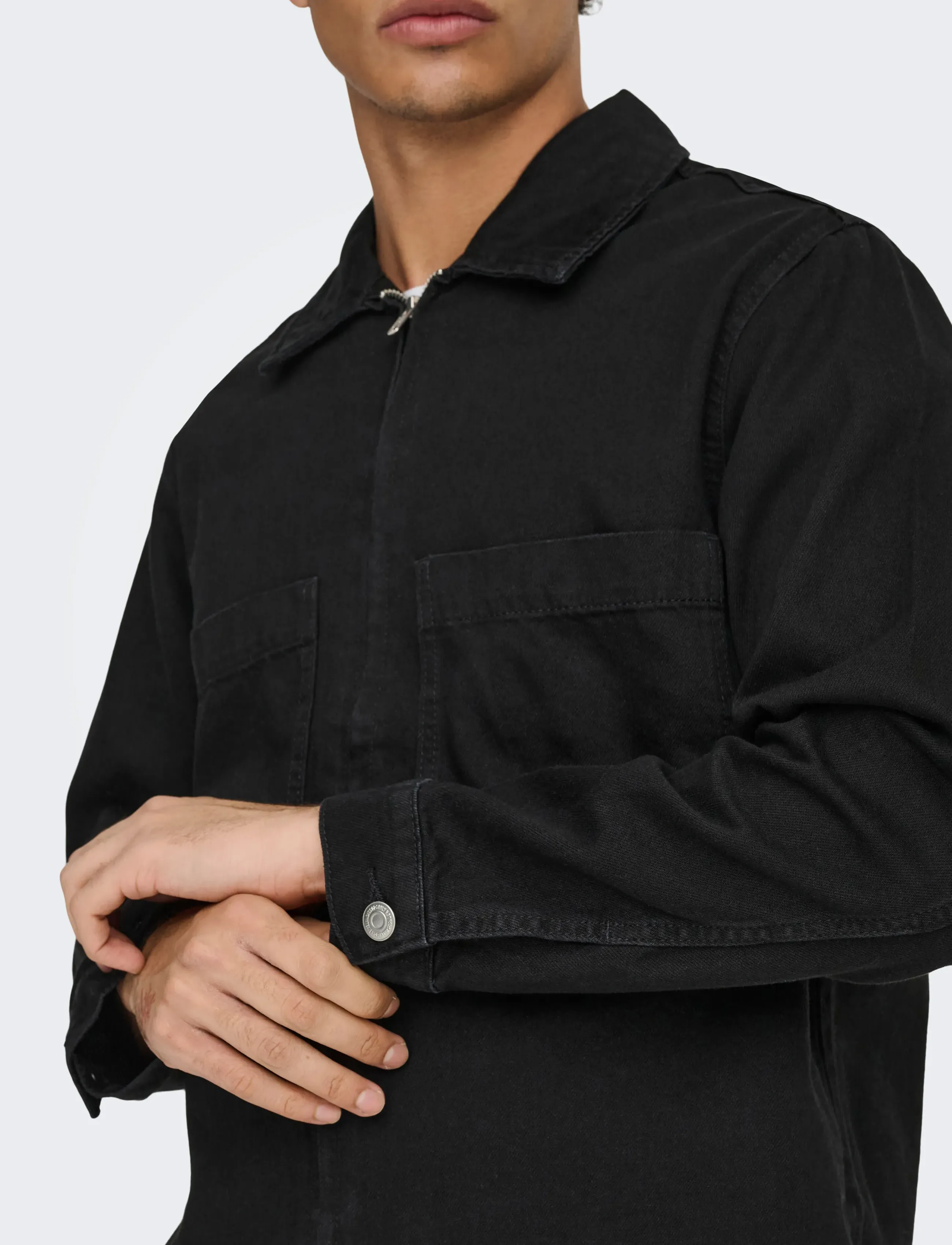 ONLY & SONS - ONSCASSEL 6039 PIM BOX DNM JACKET NOOS - forede denimjakker - black denim - 3