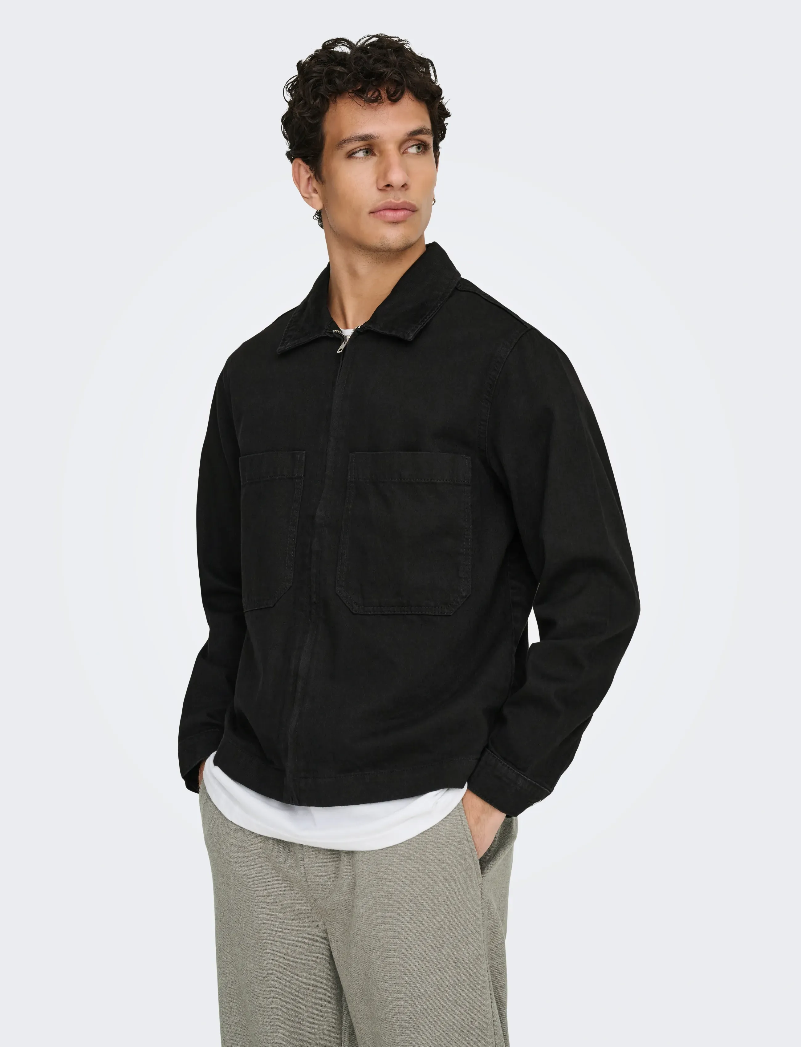 ONLY & SONS - ONSCASSEL 6039 PIM BOX DNM JACKET NOOS - forede denimjakker - black denim - 4