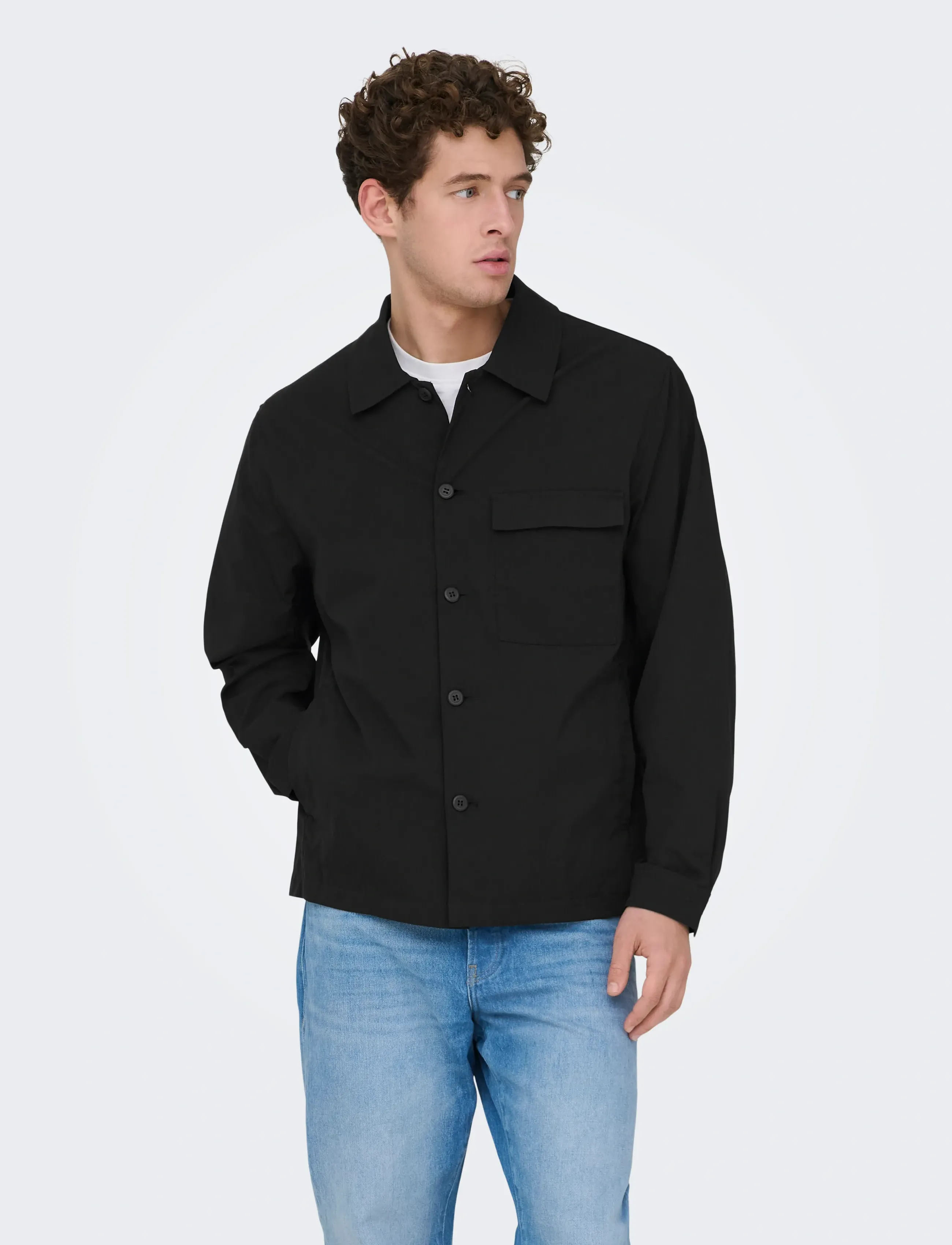 ONLY & SONS ONSGERETH LIFE STRETCH SHACKET OTW - Kollektionen - BLACK / black