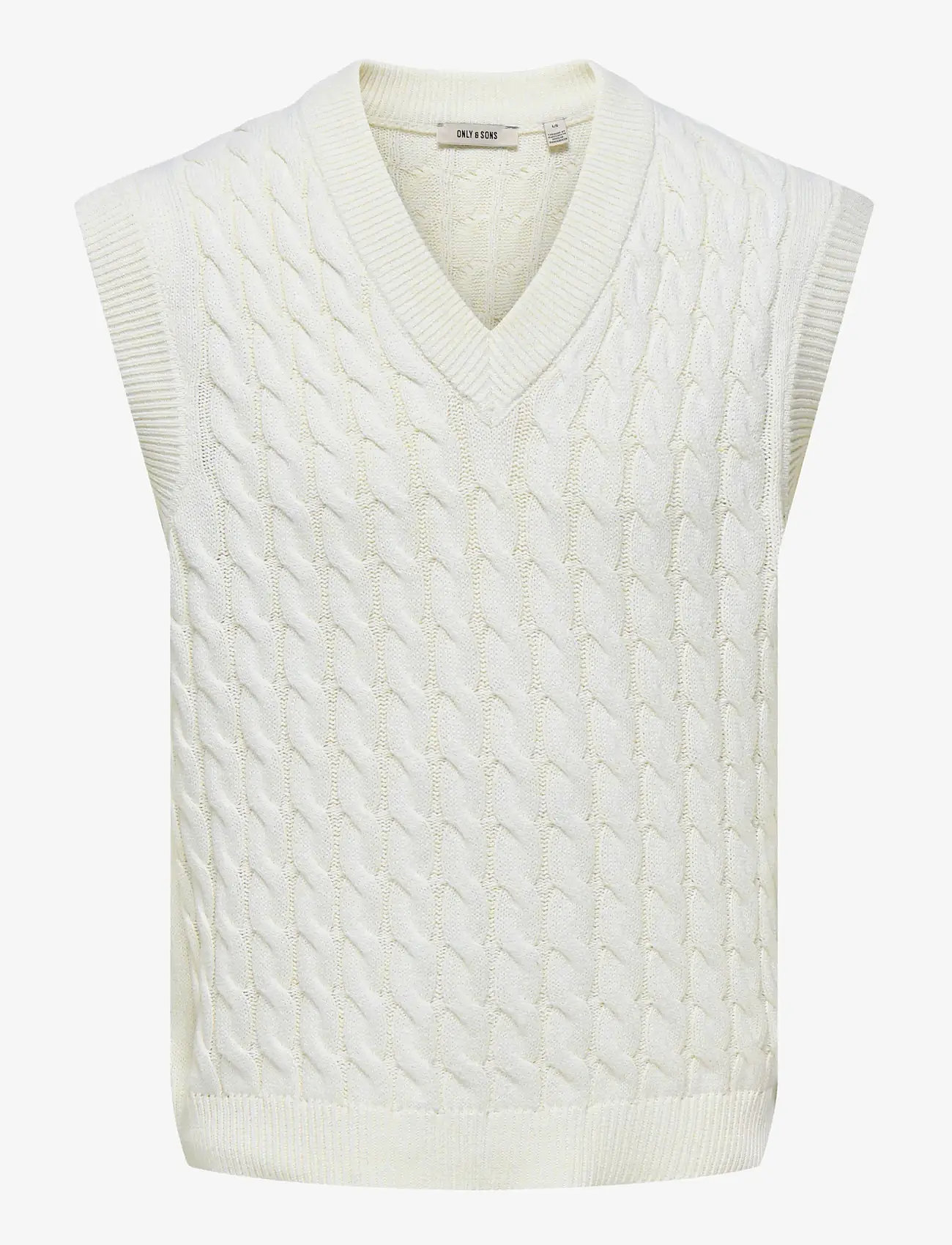 ONLY & SONS - ONSKICKER LIFE RLX 3 CABLE VEST KNIT - stickade västar - antique white - 1