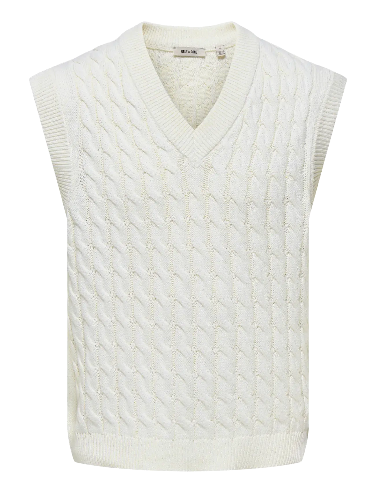 ONSKICKER LIFE RLX 3 CABLE VEST KNIT - ANTIQUE WHITE