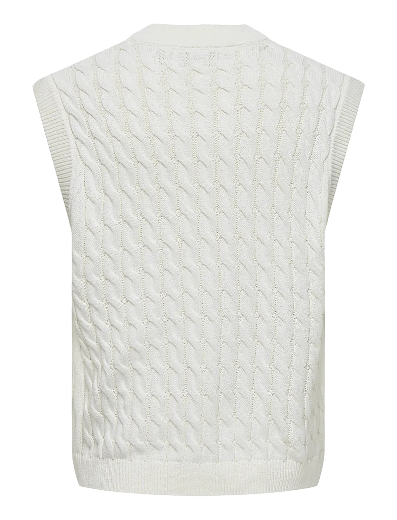 ONLY & SONS - ONSKICKER LIFE RLX 3 CABLE VEST KNIT - strikveste - antique white - 2