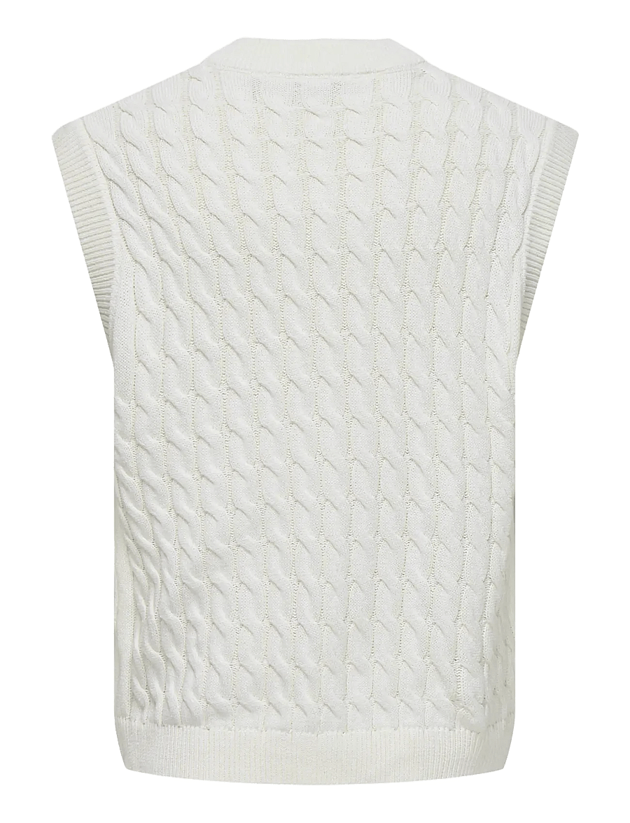 ONLY & SONS - ONSKICKER LIFE RLX 3 CABLE VEST KNIT - adītas vestes - antique white - 2