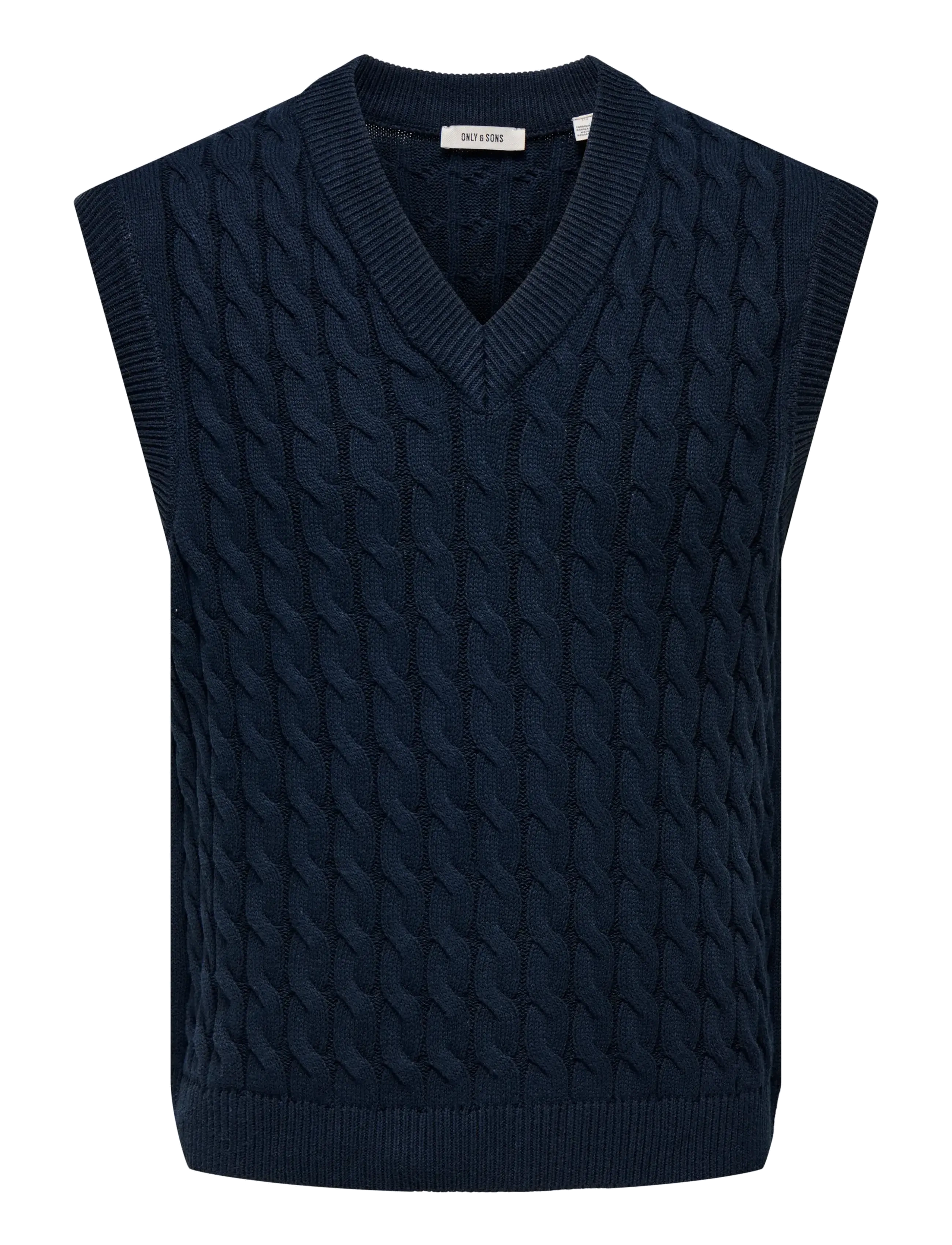 ONSKICKER LIFE RLX 3 CABLE VEST KNIT - DARK NAVY