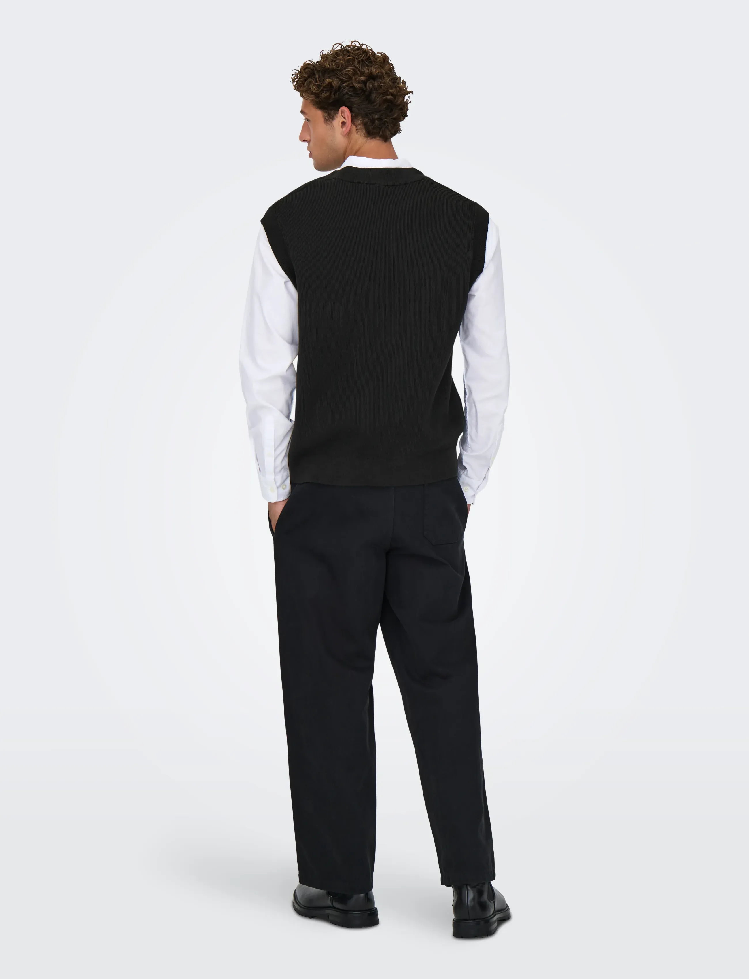 ONLY & SONS - ONSPHIL RLX 12 VEST KNIT - strikkevester - black - 3