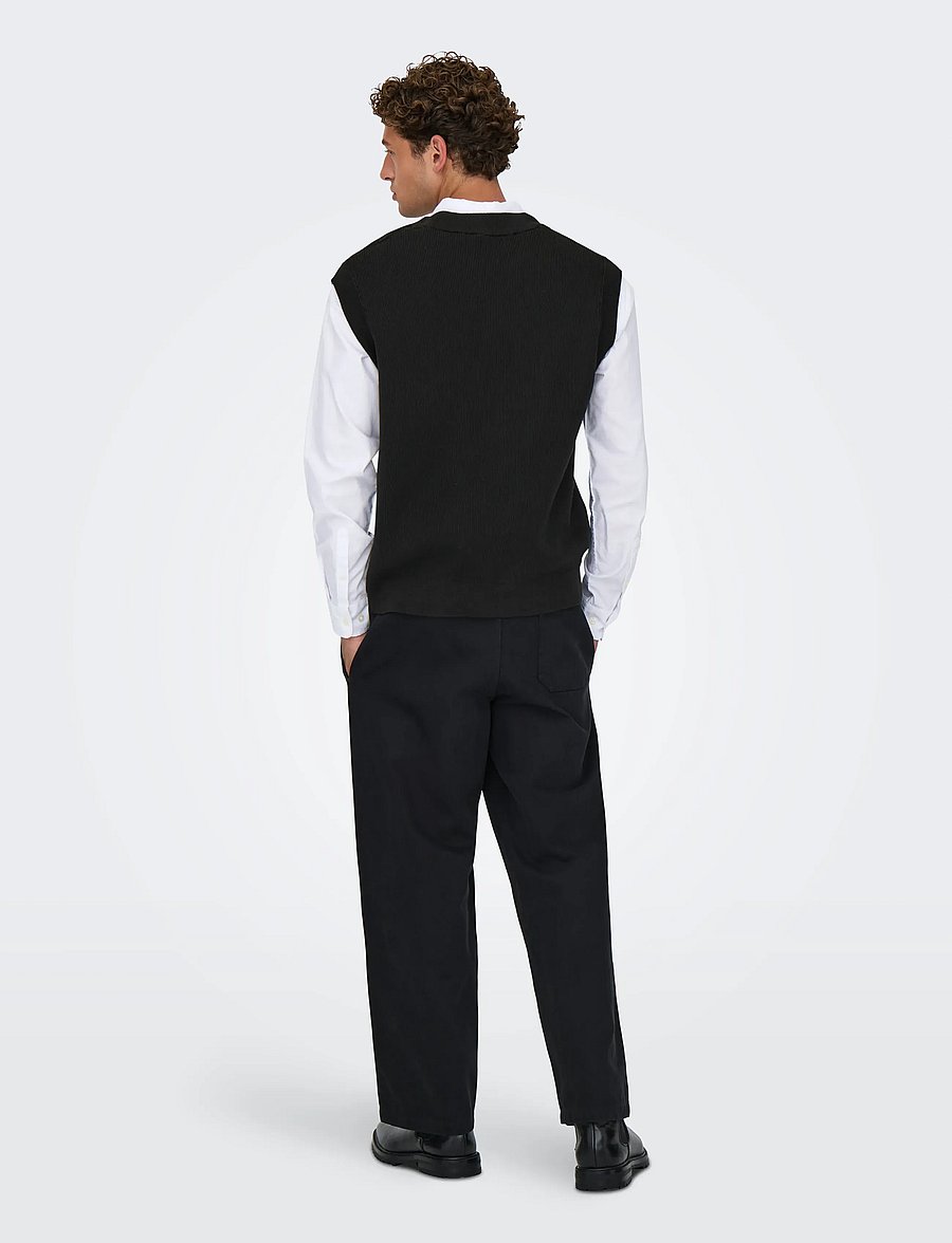 ONLY & SONS - ONSPHIL RLX 12 VEST KNIT - strikkevester - black - 3